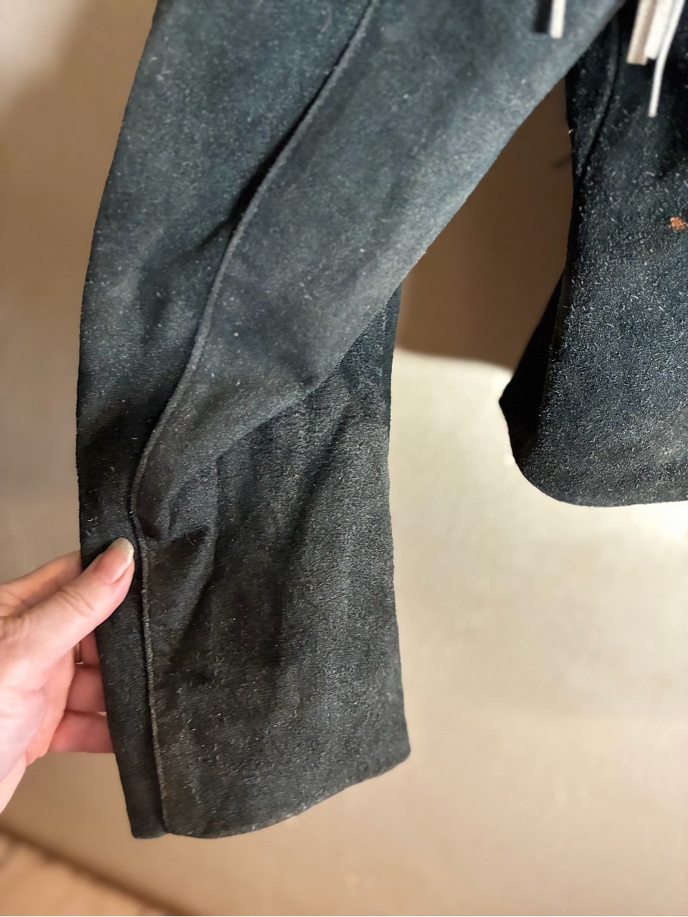 Fringed Suede Leather Jacket in Dark Gray with White Fringe - Picture 16 of 16